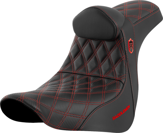 Saddlemen SDC Pro Series Red Lattice Seat & Backrest 2018-25 Harley Softail FXLR