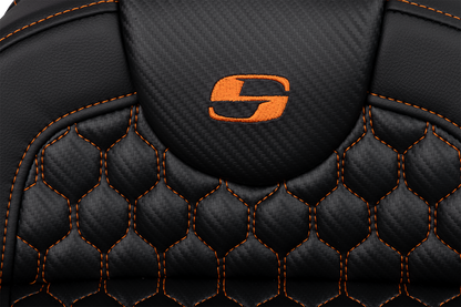 Saddlemen Roadsofa Orange Honeycomb Extended Gel Seat 2008-2025 Harley Touring