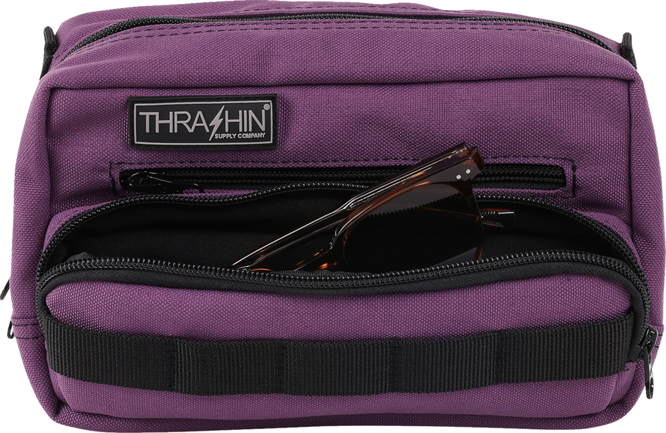 Thrashin Supply Purple Motorcycle Handlebar Storage Bag Plus for Harley THB-0027