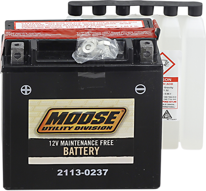 Moose YTX14-BS Maintenance Free Battery for 86-17 Honda Suzuki Yamaha Rancher