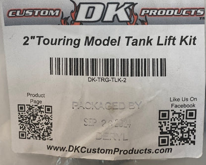 DK Custom Black 2" Billet Gas Fuel Tank Lift Kit 1999-2021 Touring Models