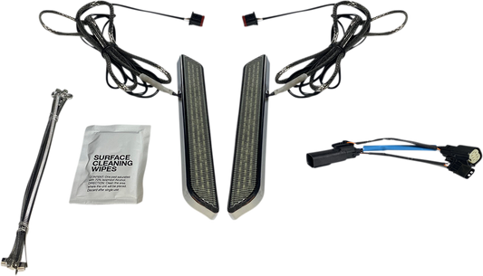 Custom Dynamics Smoked Lens LED Fork Reflector Lights 10-13 Harley Touring FLHX