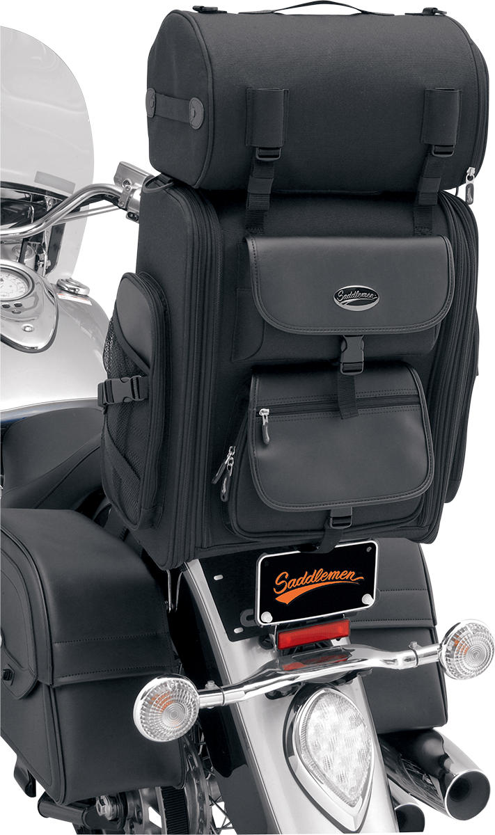 Saddlemen Universal Motorcycle Leather Zipper Sissy Backrest Bar Bag Harley