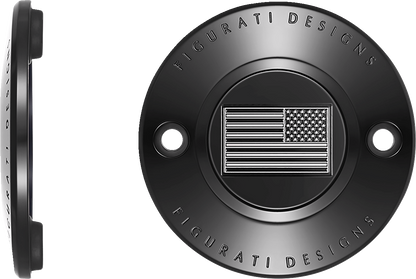 Figurati Designs B&W American Flag Black Timing Cover for 2017-2023 Harley M8