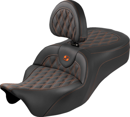 Saddlemen Roadsofa King Orange Lattice Seat & Backrest for 08-25 Harley Touring