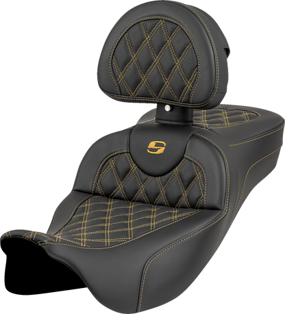 Saddlemen Roadsofa Gold Lattice Extended Seat & Backrest 2008-25 Harley Touring