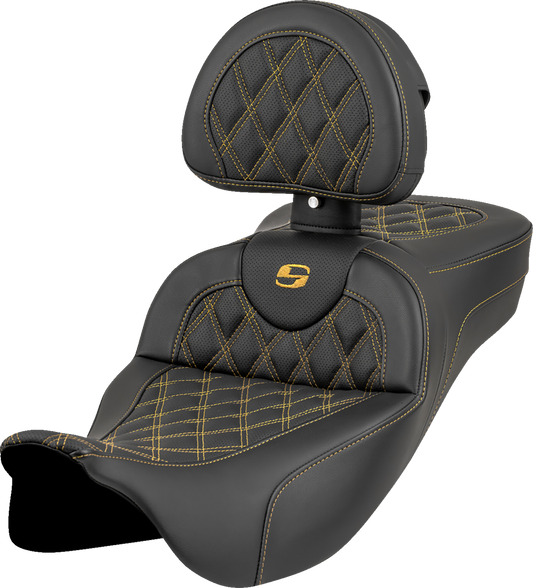 Saddlemen Roadsofa Gold Lattice Extended Seat & Backrest 2008-24 Harley Touring