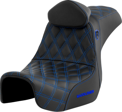 Saddlemen SDC Pro Series Blue Lattice Seat & Backrest fits 2006-2017 Harley Dyna