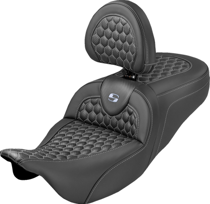 Saddlemen Roadsofa Silver Honeycomb Extended Seat Backrest 08-25 Harley Touring