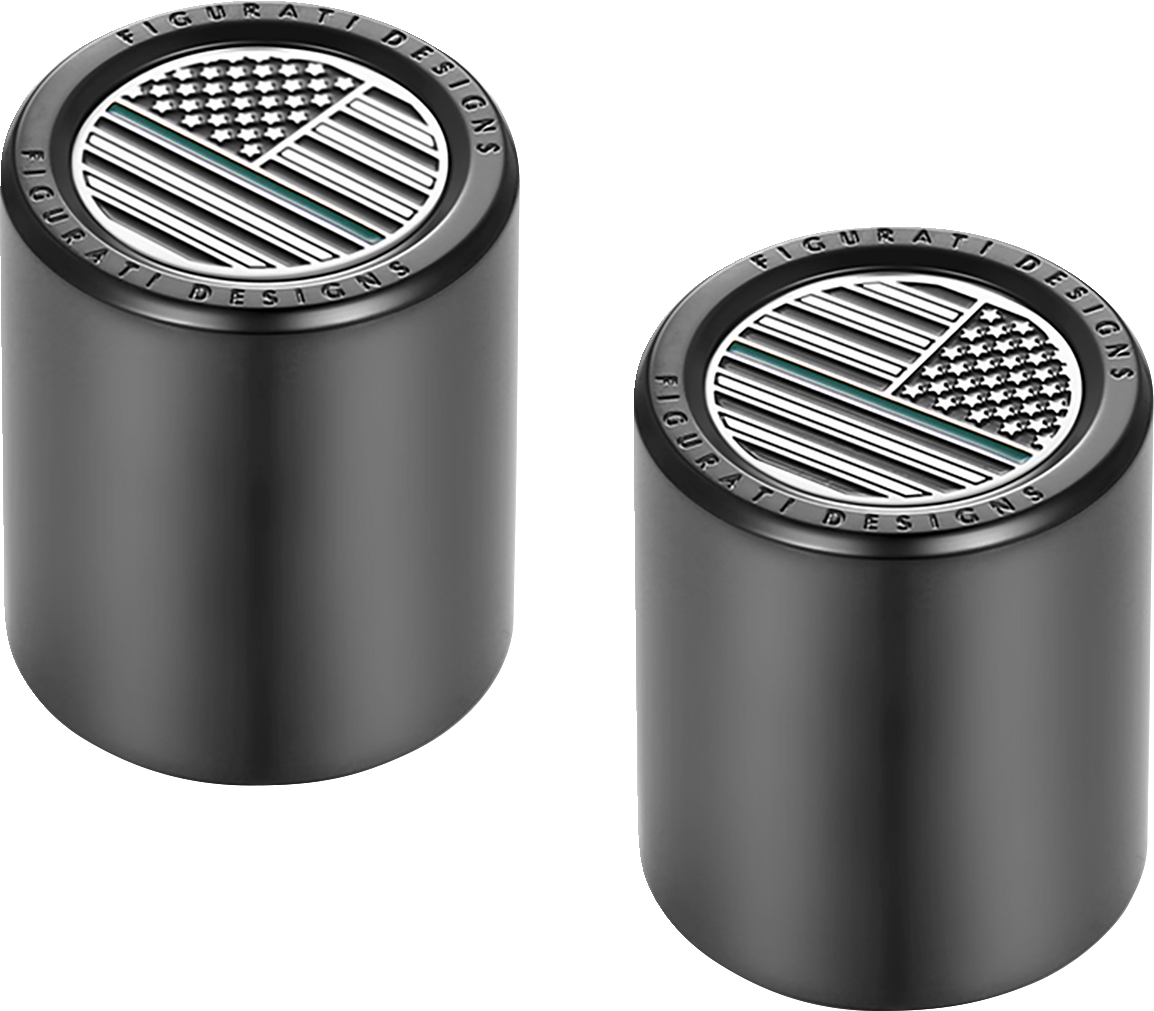 Figurati Green Line USA Flag Short Magnetic Docking Hardware Covers for Harley