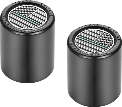 Figurati Green Line USA Flag Short Magnetic Docking Hardware Covers for Harley