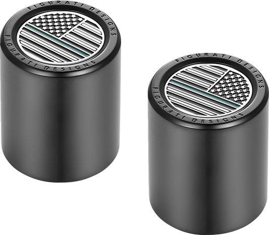 Figurati Green Line USA Flag Short Magnetic Docking Hardware Covers for Harley