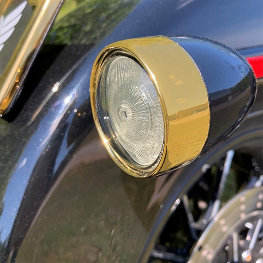 Custom Dynamics ProBeam Gold Bullet Turn Signals Bezels 2000-2024 Harley Softail