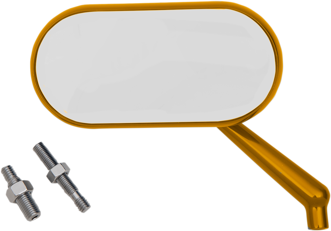 Arlen Ness Gloss Gold Oval Convex Screw in Right Side Single Handlebar Mirror