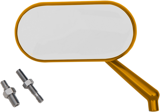 Arlen Ness Gloss Gold Oval Convex Screw in Right Side Single Handlebar Mirror