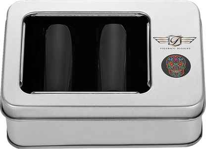 Figurati Designs Black Sugar Skull Long Docking Hardware Covers for Harley