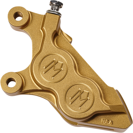 Performance Machine Gold Front Left Side 4 Piston Brake Caliper for Harley