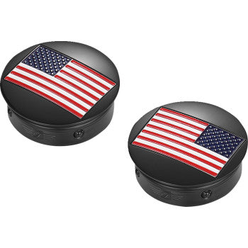 Figurati Designs American Flag Black Swingarm Covers for 1980-2025 Harley