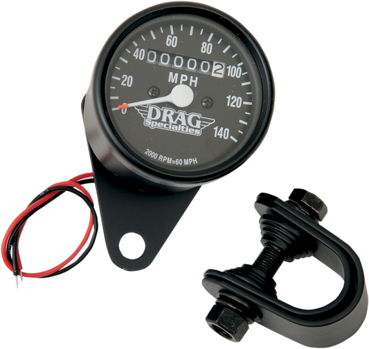 Drag Specialties 2:1 Black 140 MPH Mechanical Motorcycle Odometer Speedometer