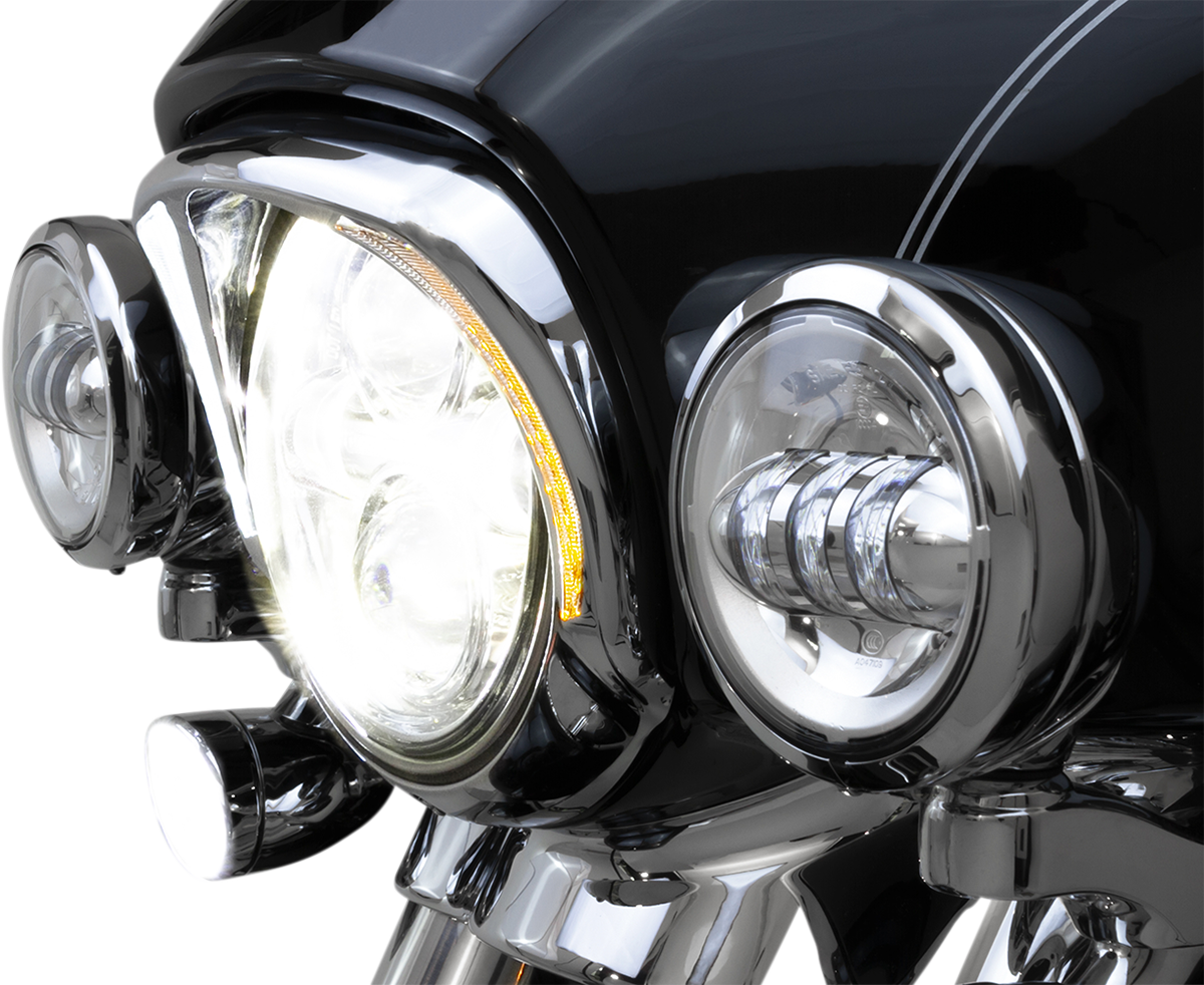 Ciro Fang Chrome Motorcycle LED Headlight Bezel 2014-2024 Harley Touring Models