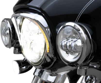 Ciro Fang Chrome Motorcycle LED Headlight Bezel 2014-2024 Harley Touring Models