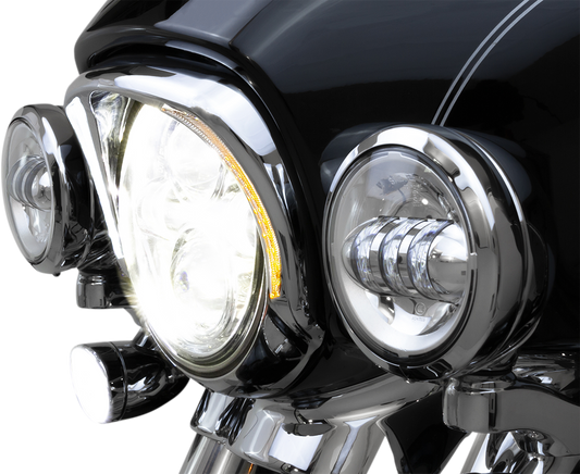 Ciro Fang Chrome Motorcycle LED Headlight Bezel 2014-2024 Harley Touring Models
