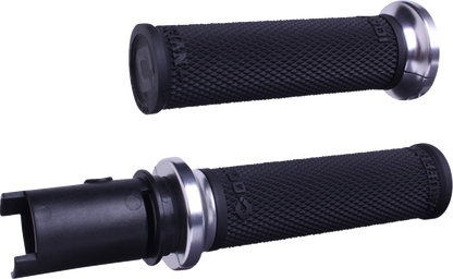 Odi Ruffian Lock-On Silver Knurled Handlebar Grips 23-26 Harley Touring Softail