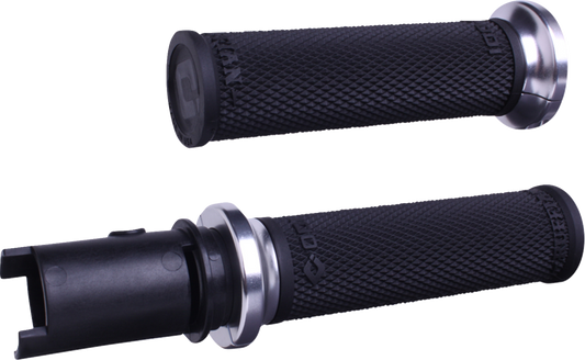 Odi Ruffian Lock-On Silver Knurled Handlebar Grips 23-26 Harley Touring Softail
