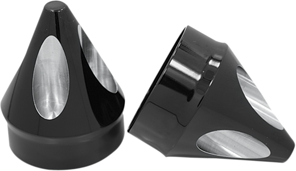 Avon Black Spike Front 1" Axle Cap Nut Covers 2000-2007 Harley Touring FLHR