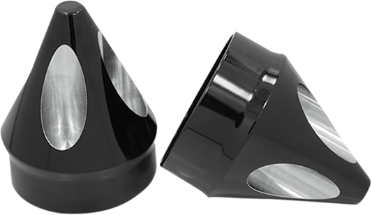 Avon Black Spike Front 1" Axle Cap Nut Covers 2000-2007 Harley Touring FLHR