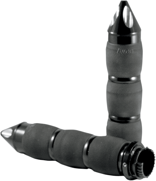Avon Black 1" x 5 1/2" Spiked Universal Air Cushioned Touring Motorcycle Grips