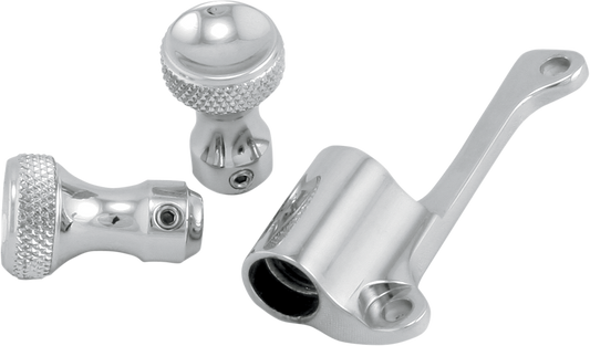 Todds Cycles Silver Mikuni Enrichener Cable Relocation Bracket Knob Kit Harley
