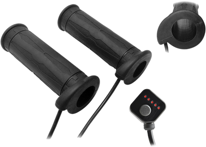 Koso Universal 5 Level Black Heated Twist Throttle 7/8" Handlebar Grip Kit