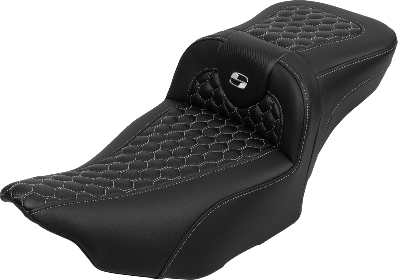 Saddlemen Roadsofa Silver Honeycomb Extended Seat Backrest 23-25 Harley Touring