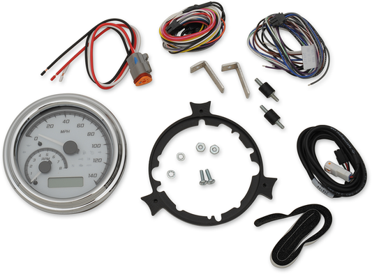 Dakota Digital Chrome White Tank Mounted Speedometer 96-03 Harley Softail FLHT