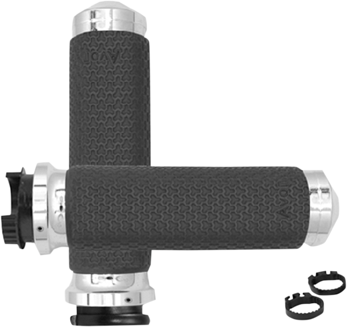 Avon Memory Foam Chrome Round 1" Metric Motorcycle Handlebar Grips