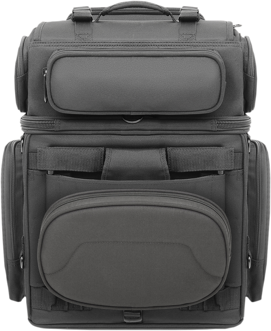 Saddlemen Black Textile BR3400 Tactical Sissy Bar Bag for Harley Davidson