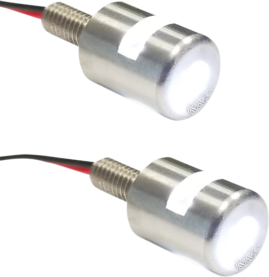 K&S Long Stem White LED Tailight Motorcycle License Plate Marker Lights