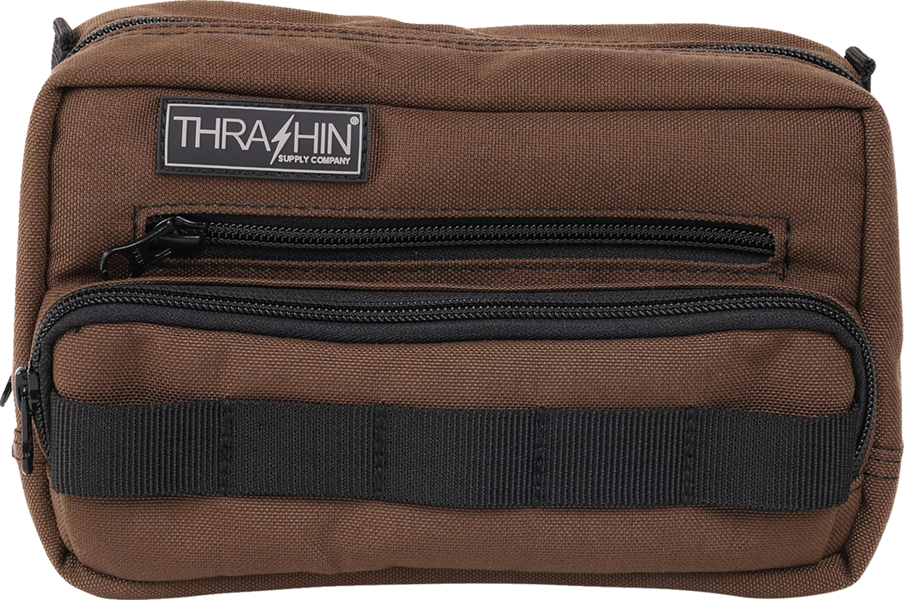 Thrashin Supply Brown Motorcycle Handlebar Storage Bag Plus for Harley THB-0009