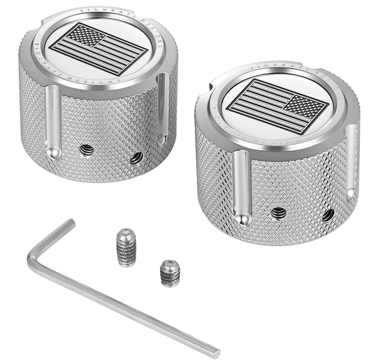 Figurati Designs American Flag Front Axle Nut Chrome Covers for 2002-2022 Harley