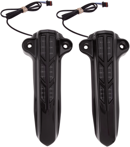 Ciro Black Lower Front Fork Leg LED Lighted Covers fits 2014-2024 Harley Touring