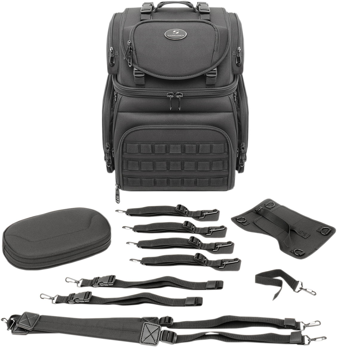 Saddlemen Black Textile BR3400 Tactical Sissy Bar Bag for Harley Davidson