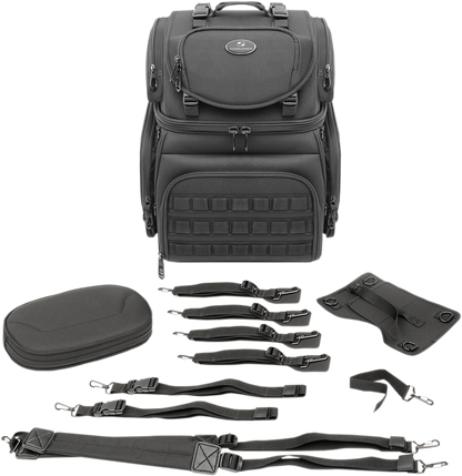 Saddlemen Black Textile BR3400 Tactical Sissy Bar Bag for Harley Davidson