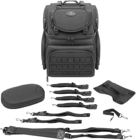 Saddlemen Black Textile BR3400 Tactical Sissy Bar Bag for Harley Davidson
