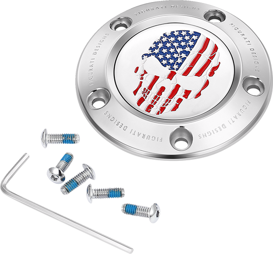 Figurati Designs Skull American Flag Timing Cover for 1999-2017 Harley Davidson