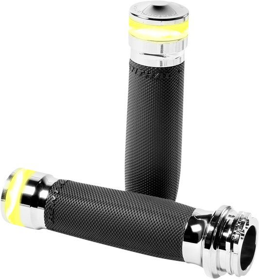 Performance Machine Chrome Vision LED Turn Signal Hand Grips 1986-2022 Harley