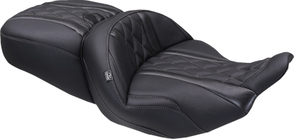 Mustang Deluxe Tour Gray Diamond Stitch Seat fits 2023-2026 Harley Touring FLHX