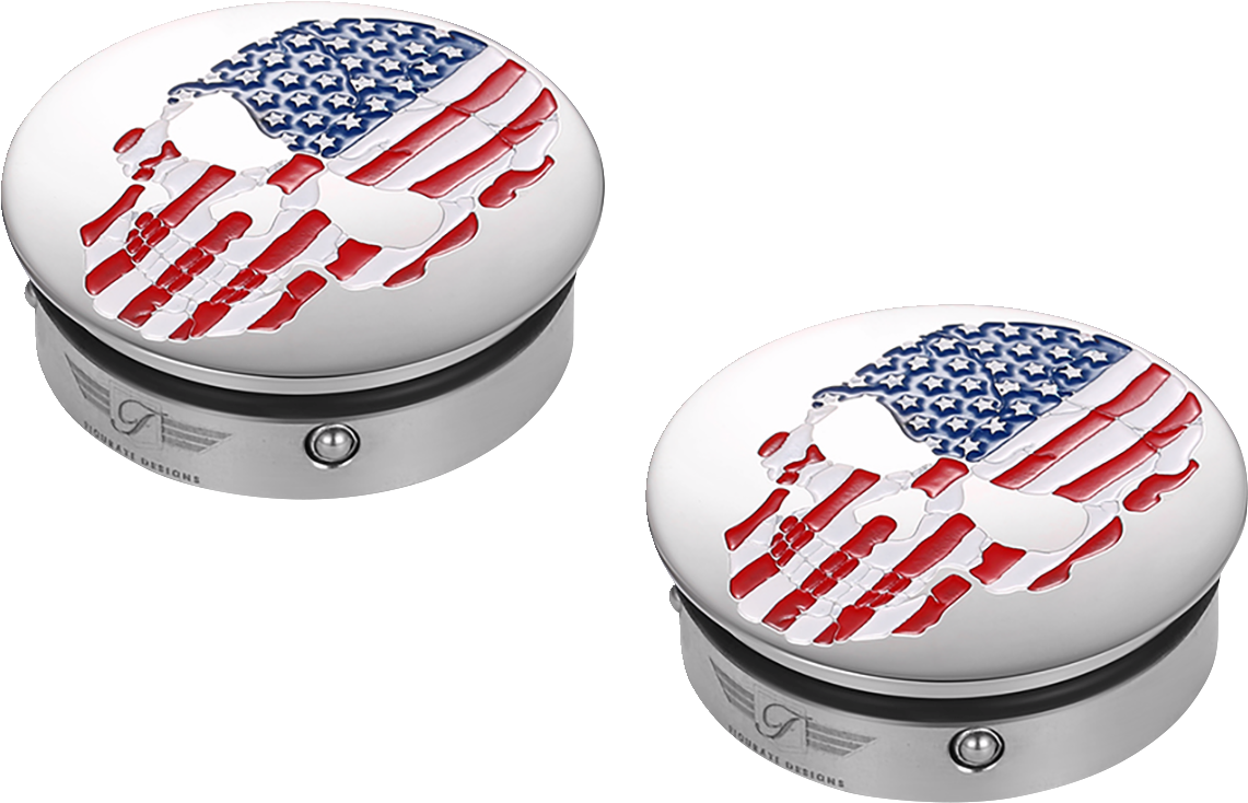 Figurati Designs Skull USA Flag Swingarm Covers for 1980-2025 Harley