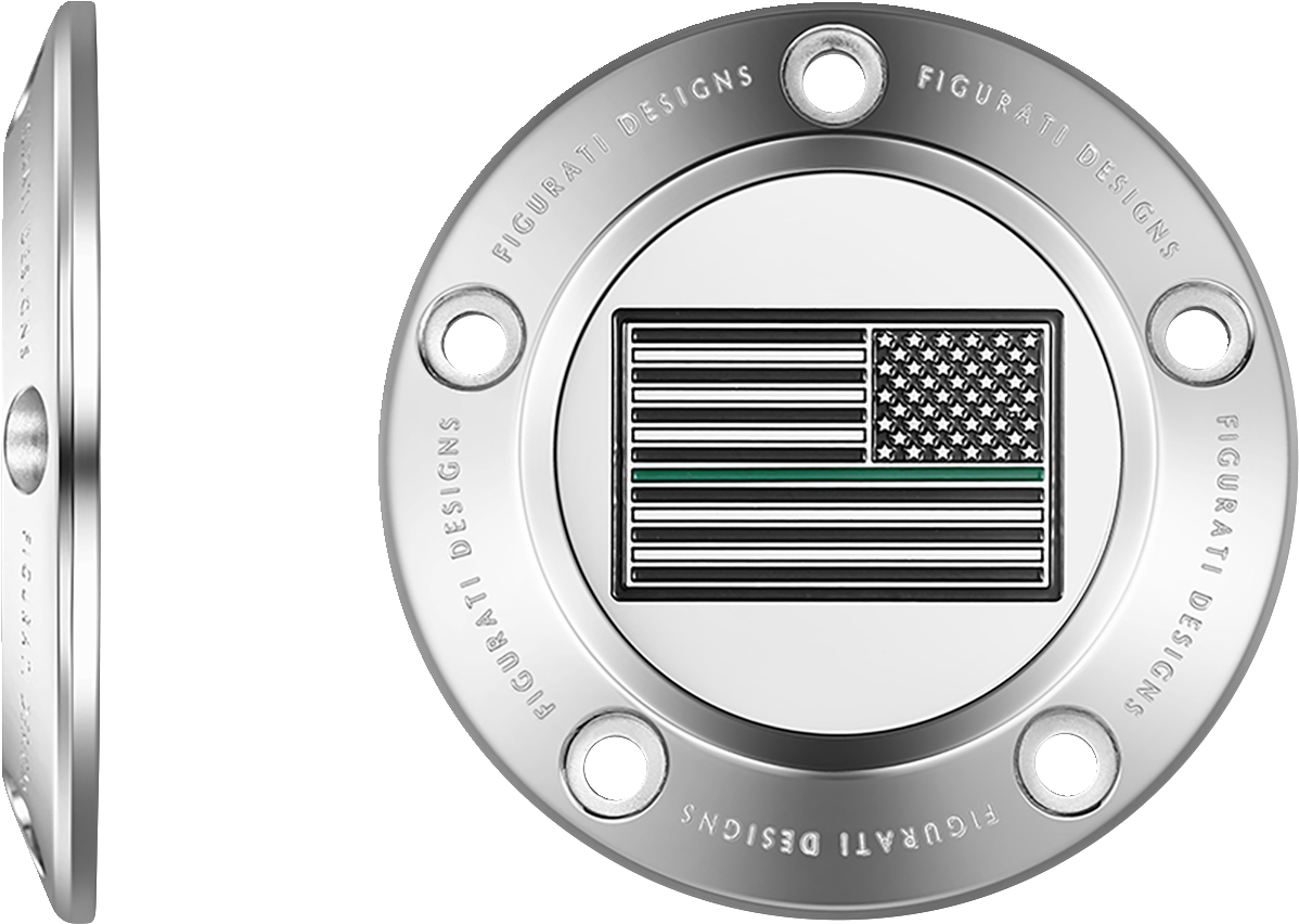 Figurati Designs Green Line Flag Stainless Steel Timing Cover for 1999-17 Harley