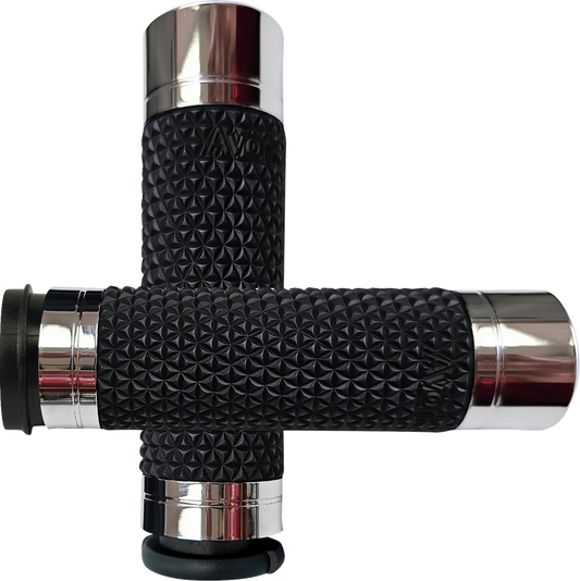 Avon K25 TBW Chrome Handlebar Grips Soft Diamond Knurled fits 2008-2024 Harley